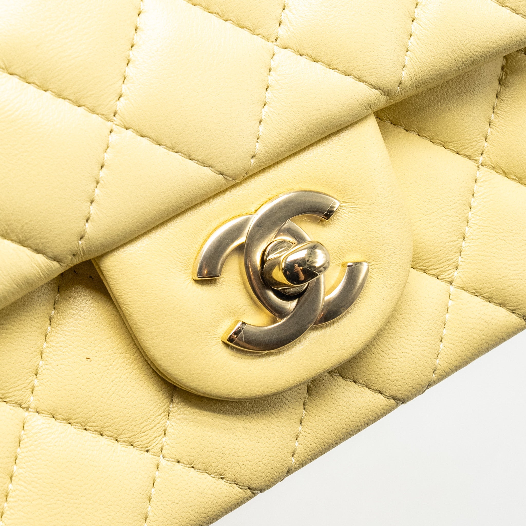 CHANEL MINI RECTANGULAR FLAP BAG LAMBSKIN YELLOW LGHW - Image 12