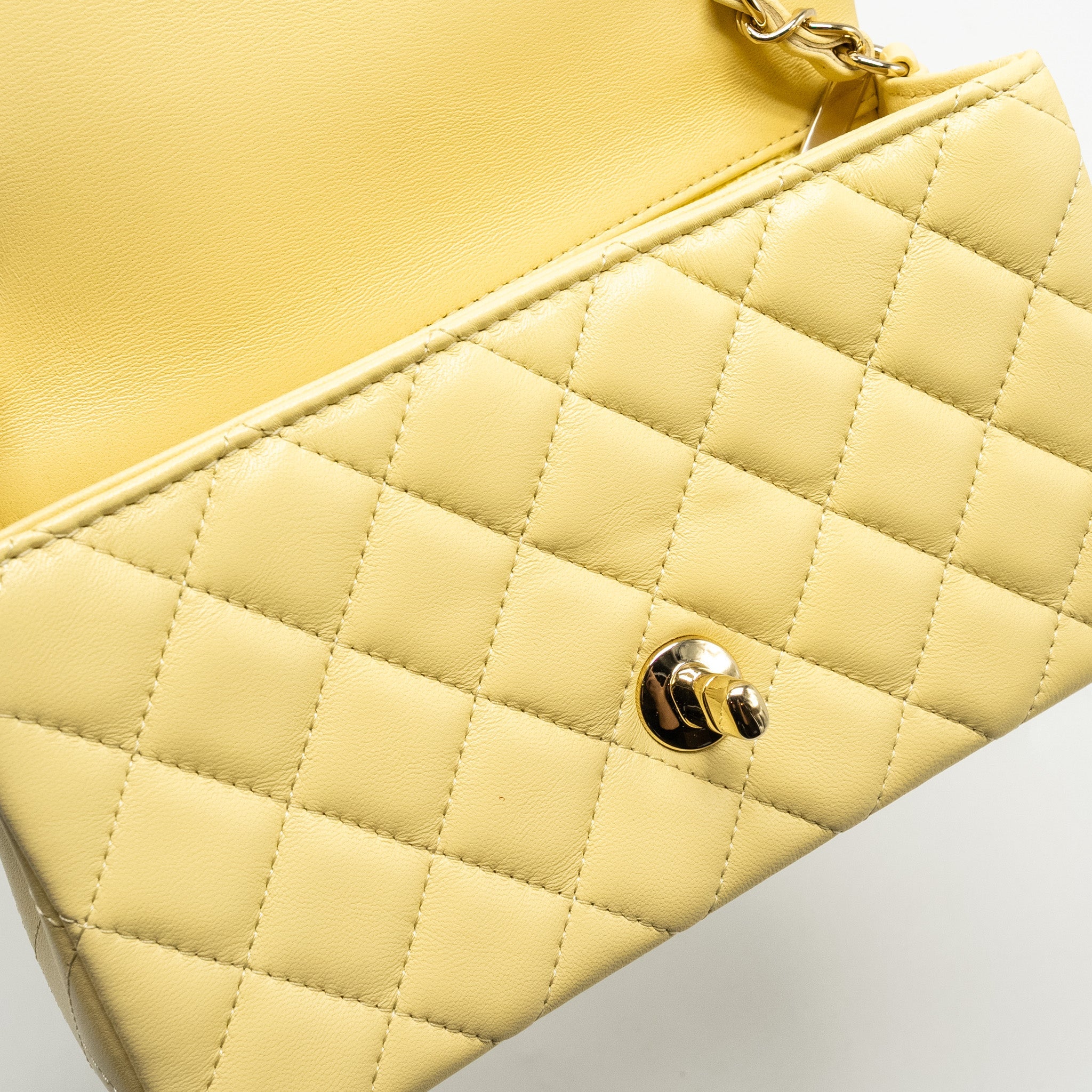 CHANEL MINI RECTANGULAR FLAP BAG LAMBSKIN YELLOW LGHW - Image 14