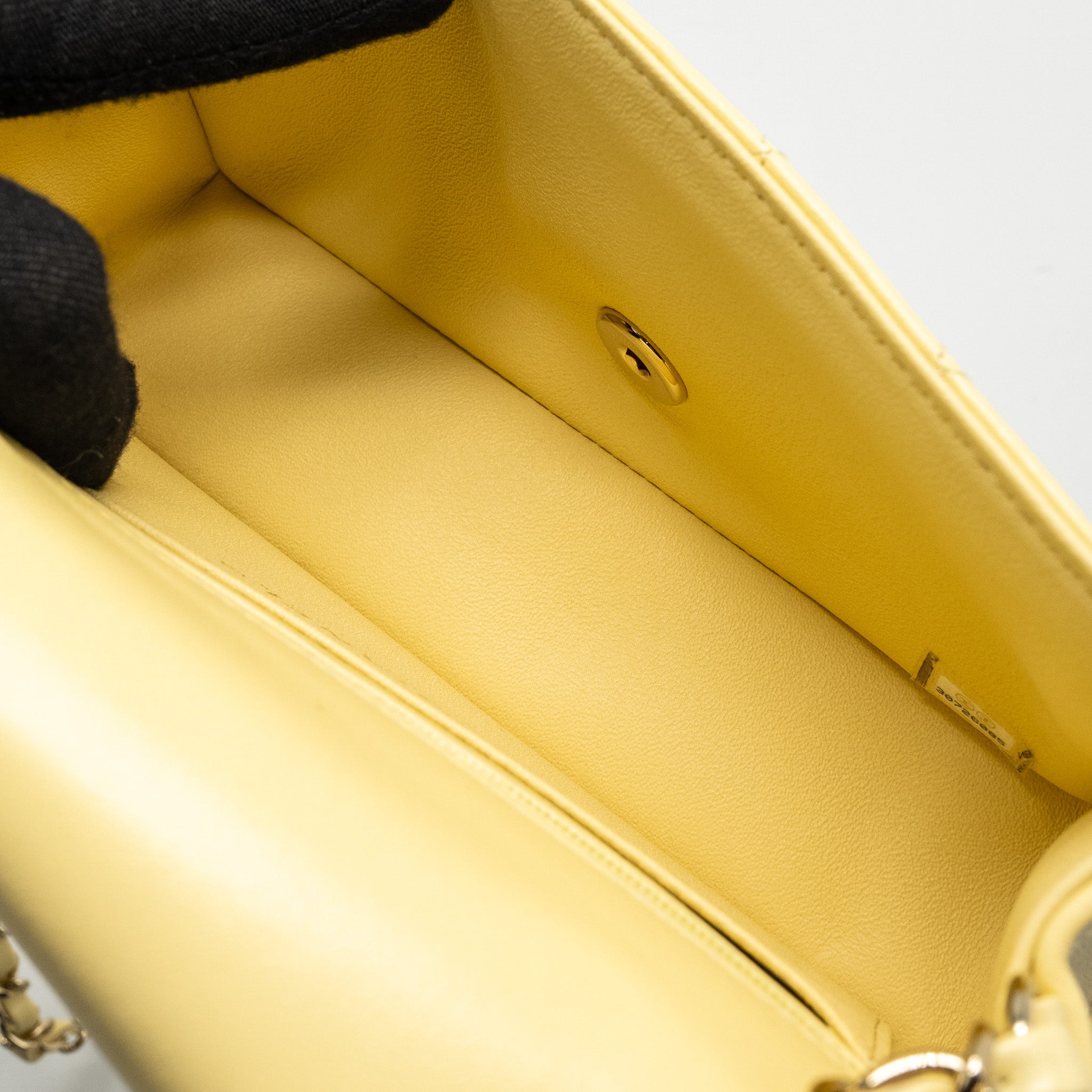 CHANEL MINI RECTANGULAR FLAP BAG LAMBSKIN YELLOW LGHW - Image 16