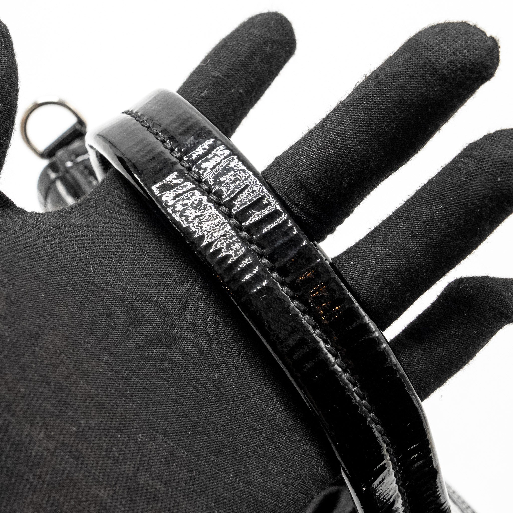 MIU MIU TURNLOCK TOTE BAG PATENT BLACK SHW - Image 12