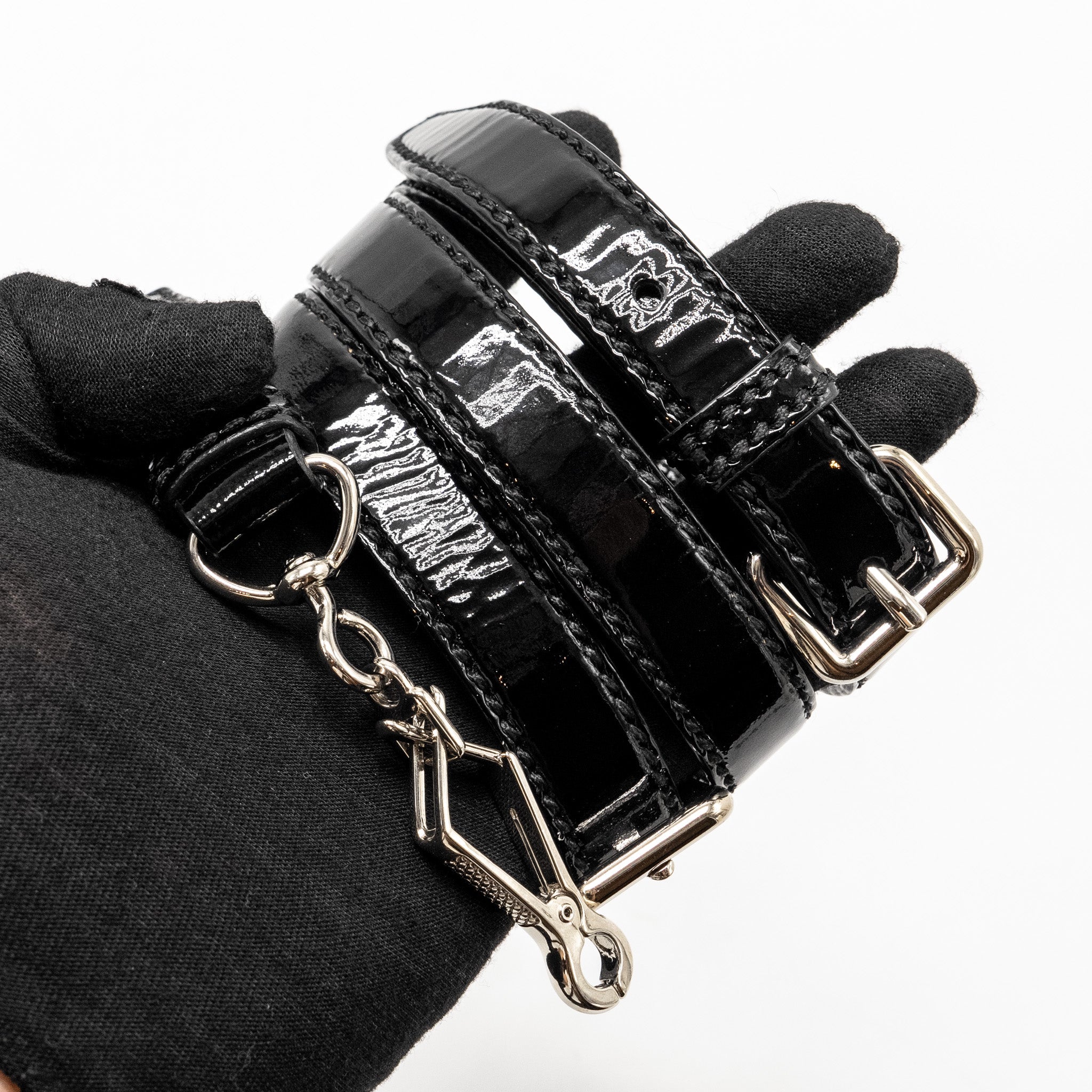 MIU MIU TURNLOCK TOTE BAG PATENT BLACK SHW - Image 18