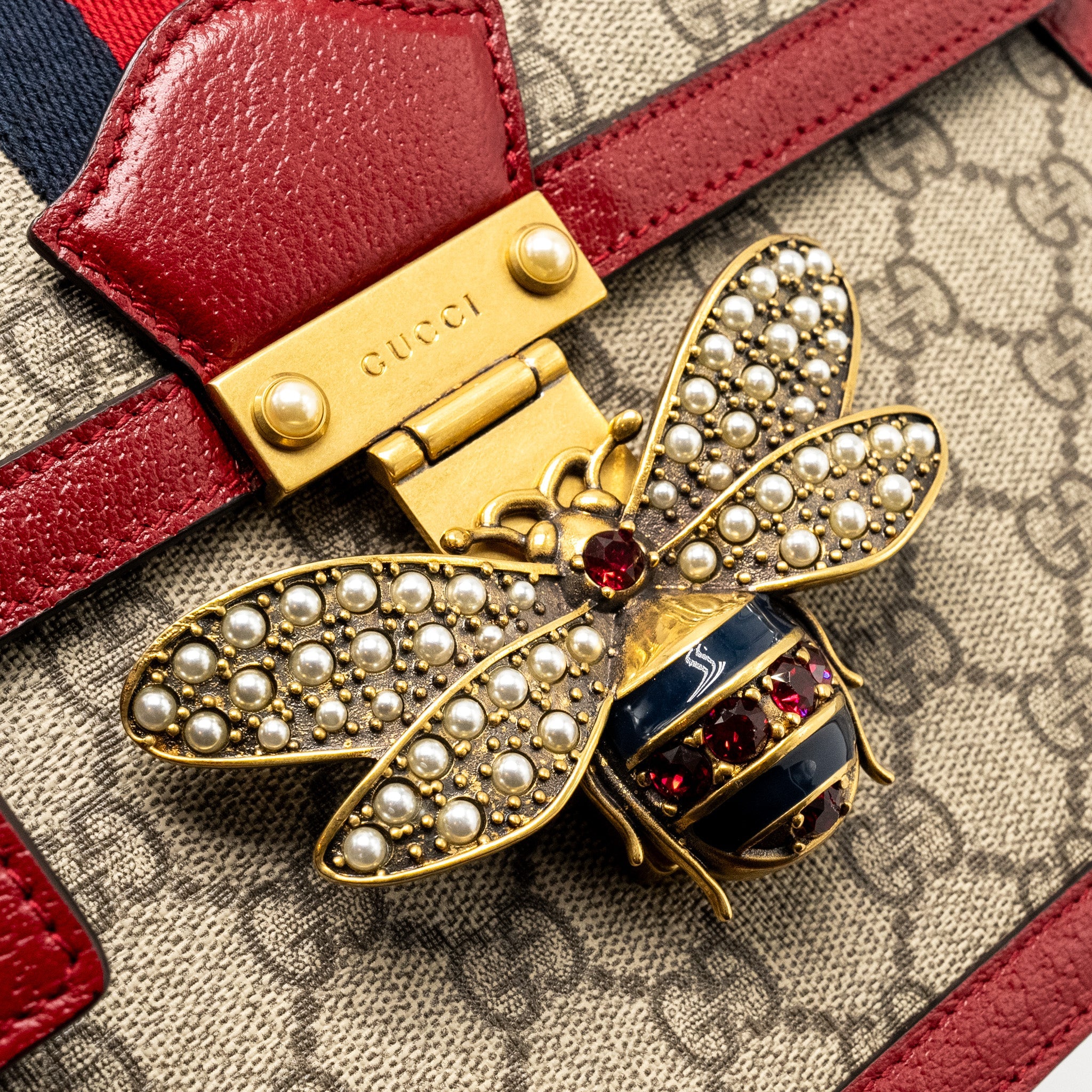 GUCCI QUEEN MARGARET TOP HANDLE BAG GG SUPREME CANVAS RED/ MULTICOLOUR GHW - Image 13