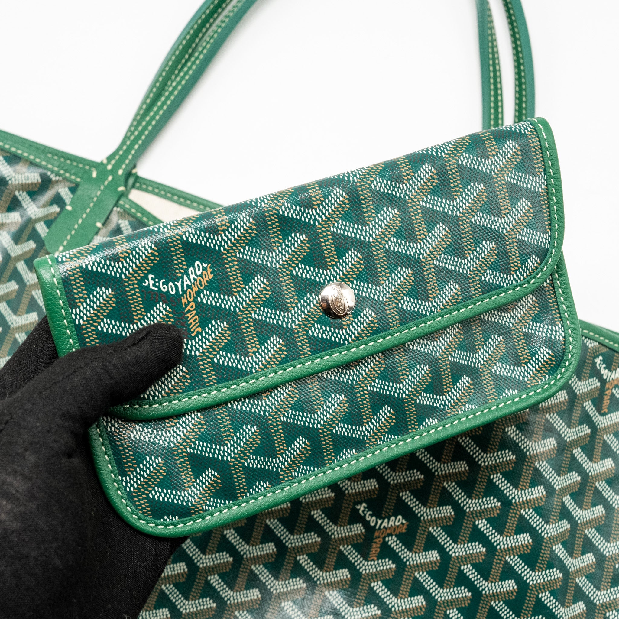 GOYARD SAINT LOUIS GM TOTE BAG CANVAS / CALFSKIN GREEN SHW - Image 15