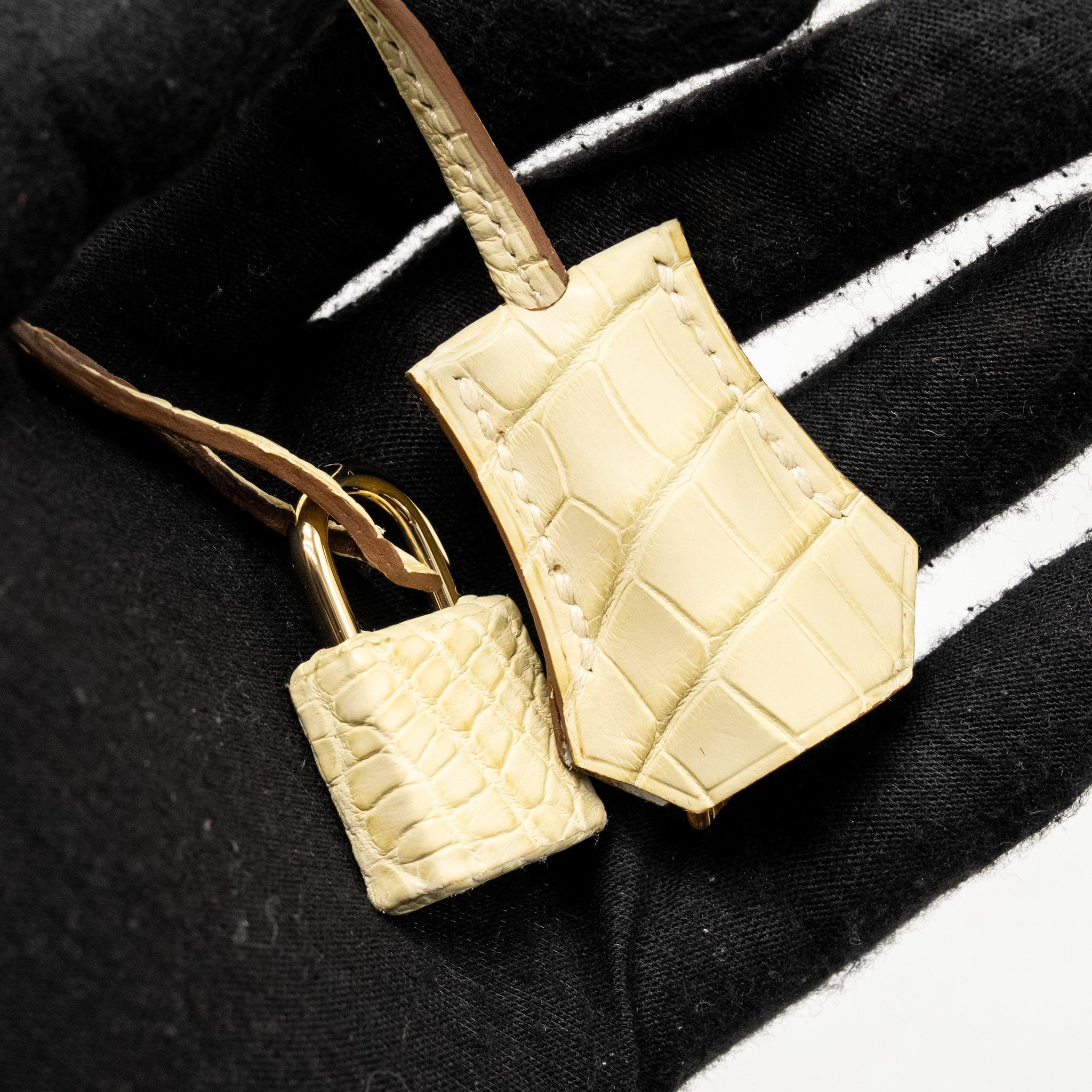 HERMES BIRKIN 25 SPECIAL ORDER MAT ALLIGATOR MISSISSIPPIENSIS VANILLE / GRIS PERLE LGHW - Image 9
