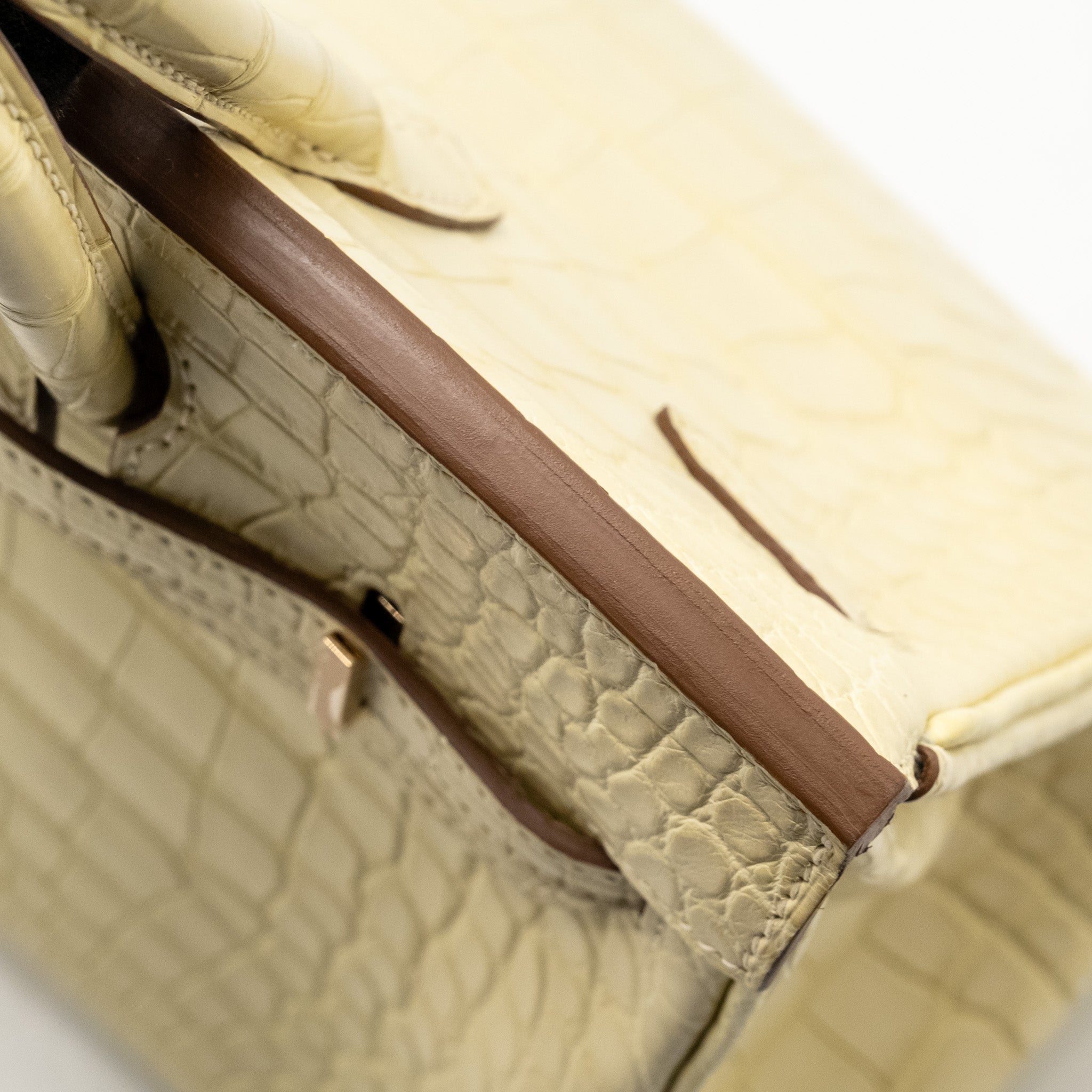 HERMES BIRKIN 25 SPECIAL ORDER MAT ALLIGATOR MISSISSIPPIENSIS VANILLE / GRIS PERLE LGHW - Image 11