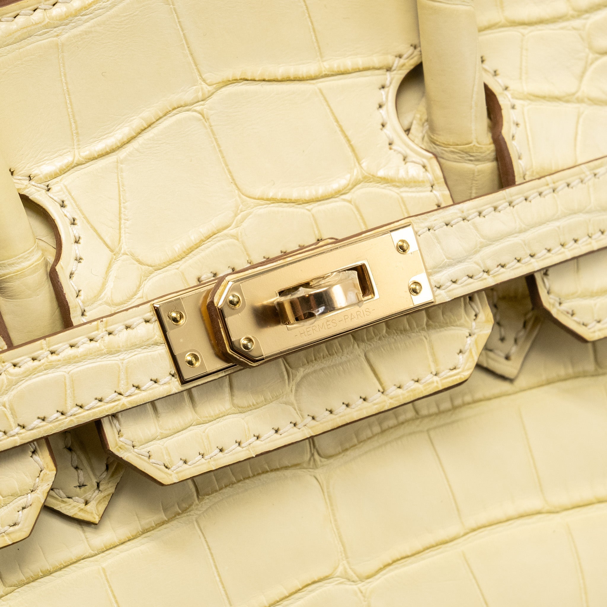 HERMES BIRKIN 25 SPECIAL ORDER MAT ALLIGATOR MISSISSIPPIENSIS VANILLE / GRIS PERLE LGHW - Image 13