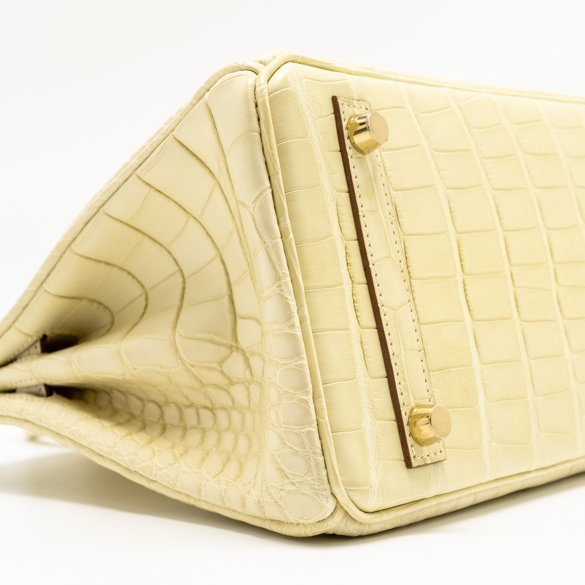 HERMES BIRKIN 25 SPECIAL ORDER MAT ALLIGATOR MISSISSIPPIENSIS VANILLE / GRIS PERLE LGHW - Image 16
