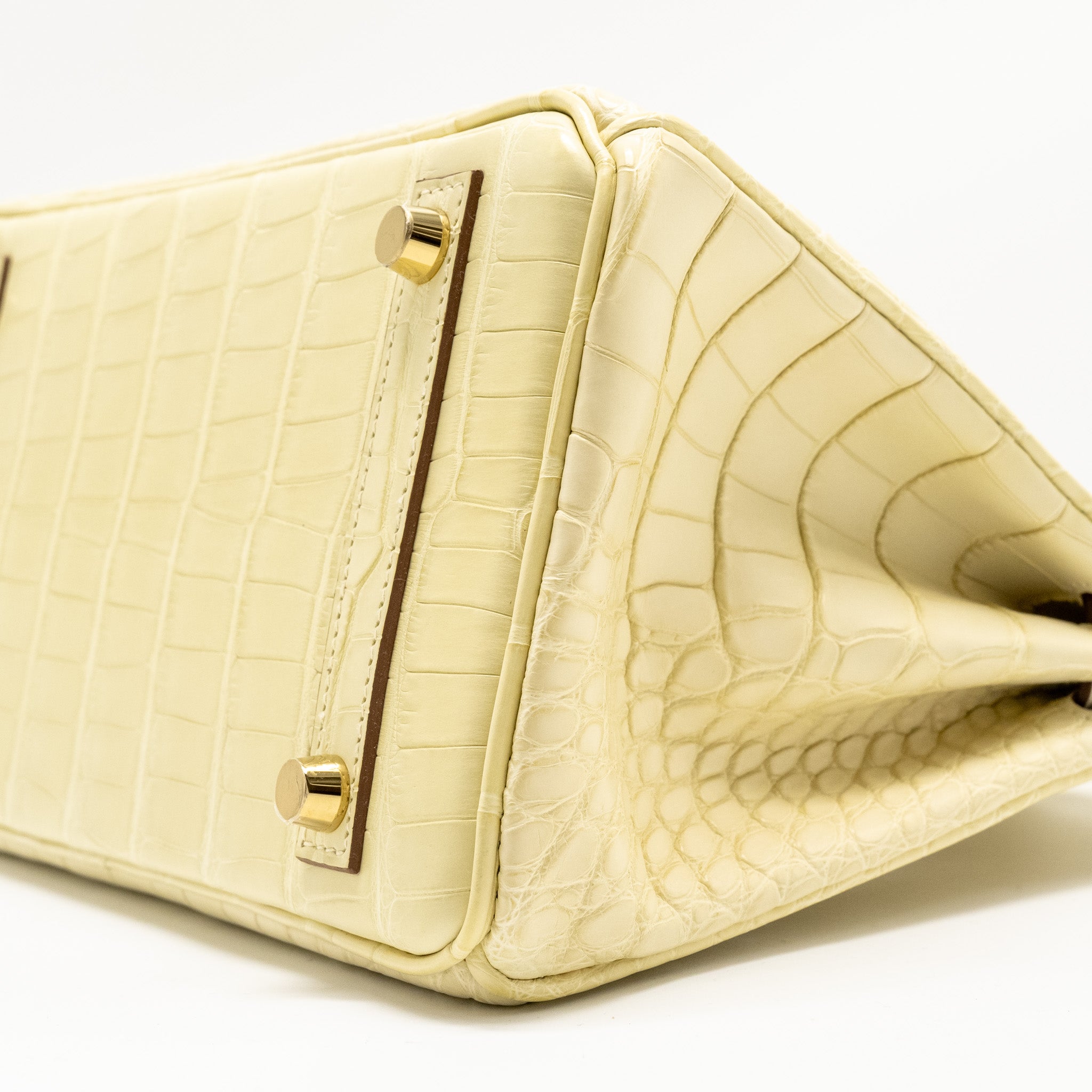 HERMES BIRKIN 25 SPECIAL ORDER MAT ALLIGATOR MISSISSIPPIENSIS VANILLE / GRIS PERLE LGHW - Image 17